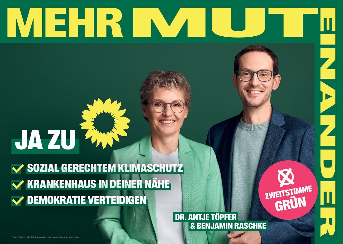 Grüne Spitzenkandidat*innen Dr. Antje Töpfer und Benjamin Raschke